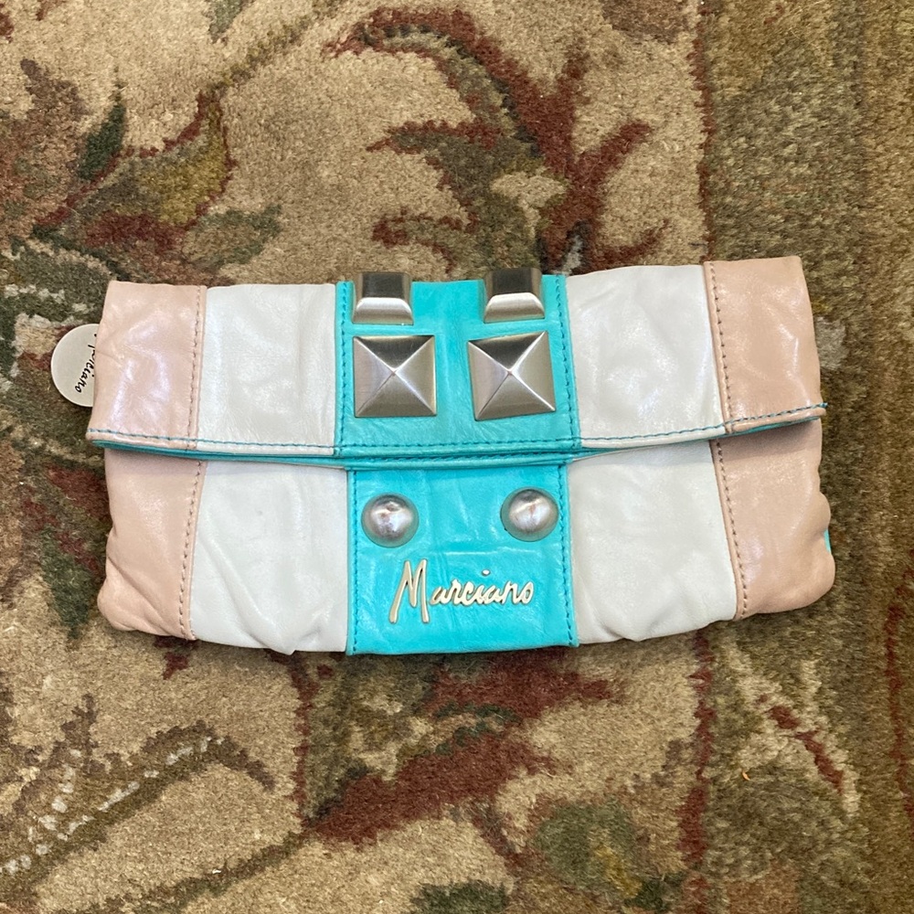 Marciano by Guess Vintage Look Color Block Studded Clutch Bag 😍